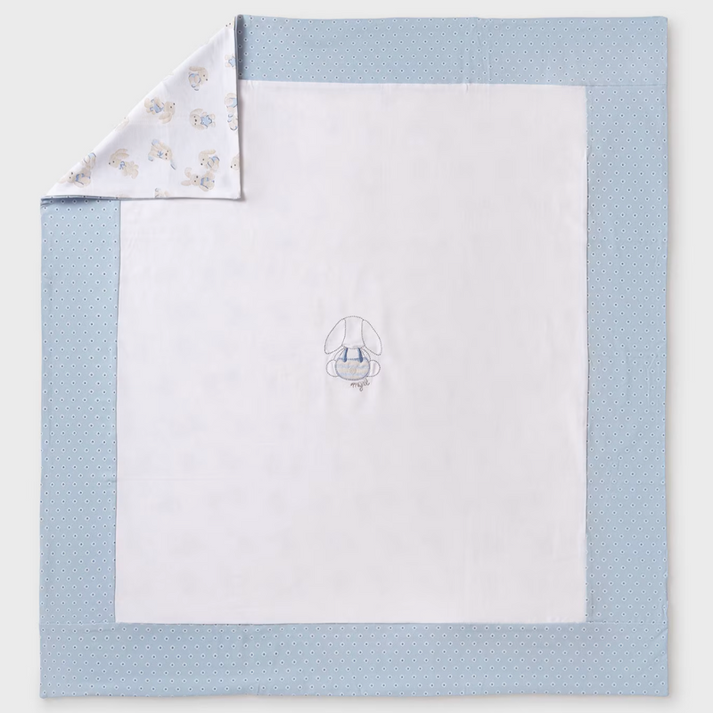 Mayoral Baby Blue Embroidered Bunny Blanket