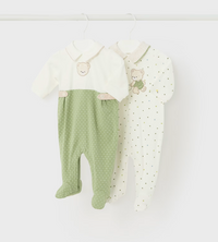 Mayoral Sleepsuits Cream/Green Bear