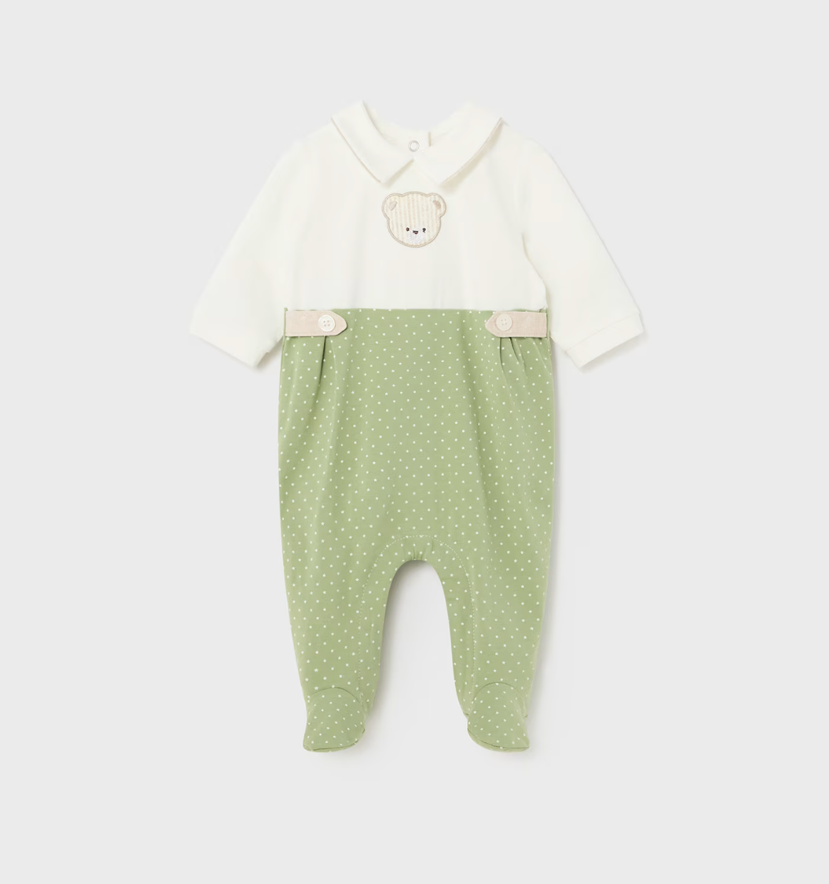 Mayoral Sleepsuits Cream/Green Bear