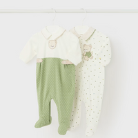 Mayoral Sleepsuits Cream/Green Bear