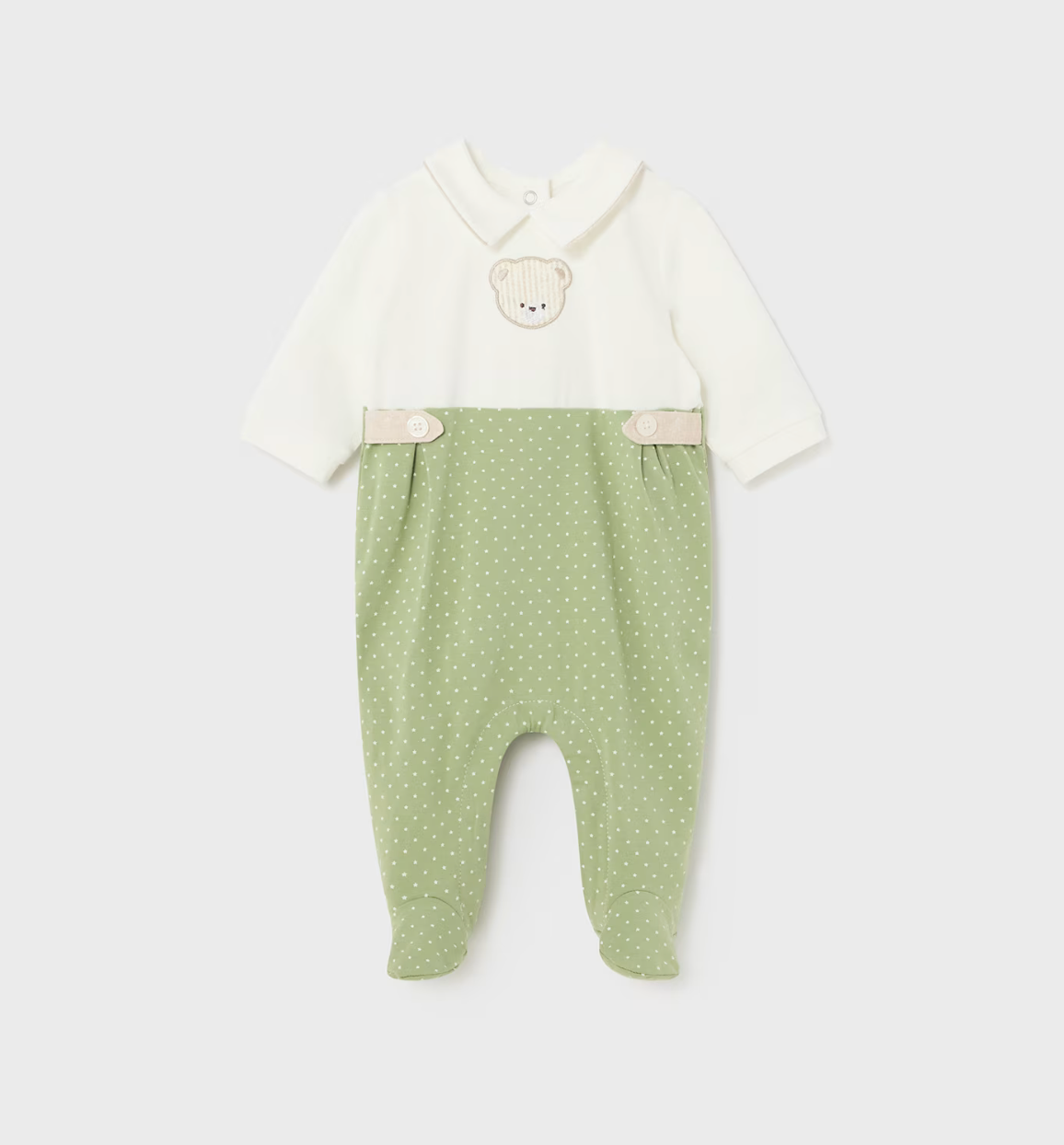 Mayoral Sleepsuits Cream/Green Bear