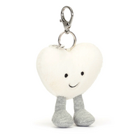 Amuseable Cream Heart Bag Charm - max 1 per customer