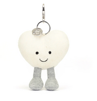 Amuseable Cream Heart Bag Charm - max 1 per customer