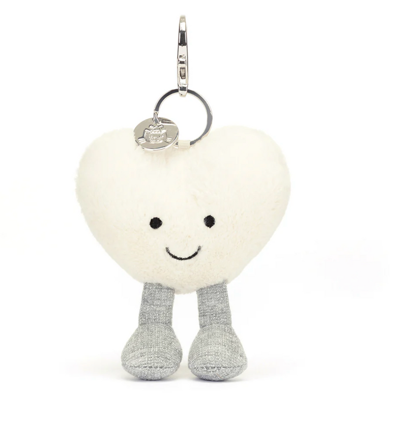 Amuseable Cream Heart Bag Charm - max 1 per customer
