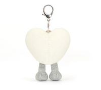 Amuseable Cream Heart Bag Charm - max 1 per customer
