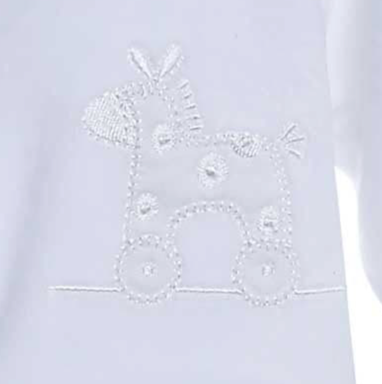 Dandelion Rocking Horse White Velour Sleepsuit