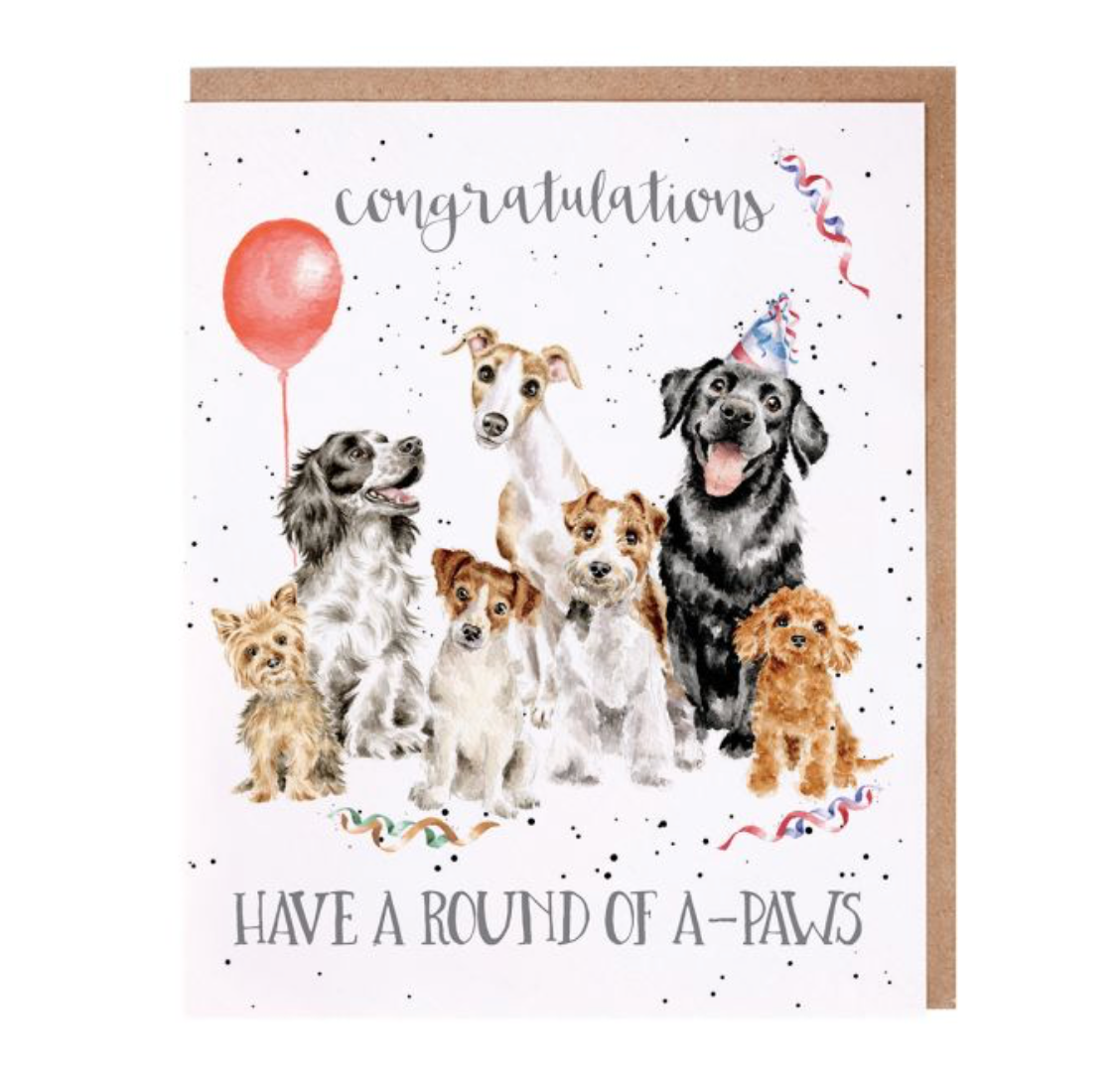 Wrendale Round of a paws Congratulations Card