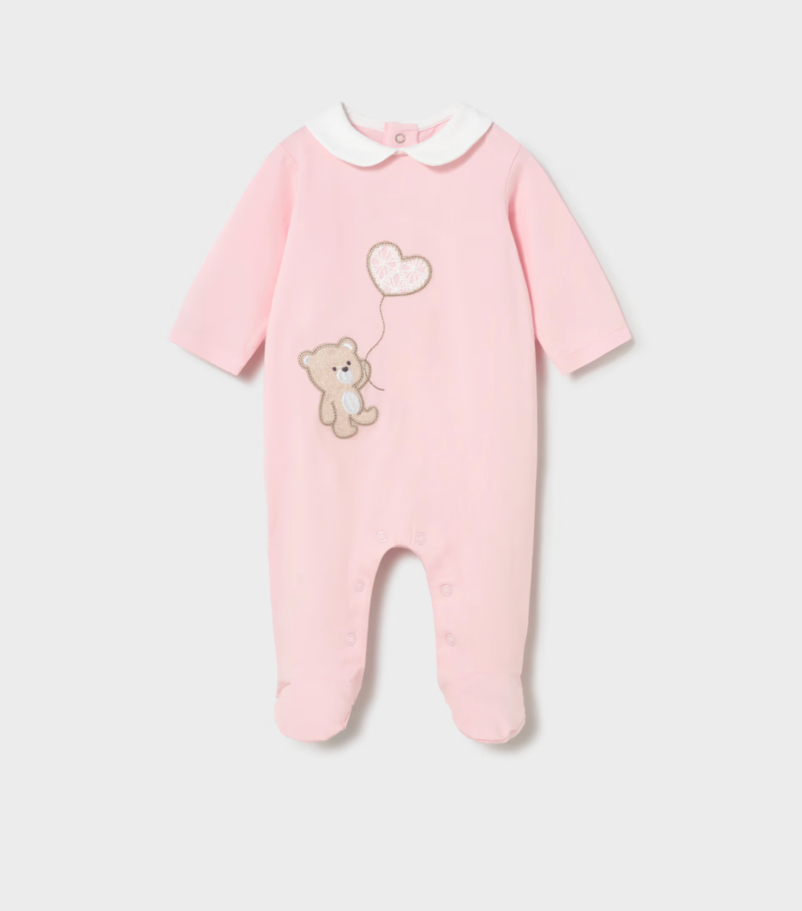 Mayoral Pink Embroidered Teddy Babygrow