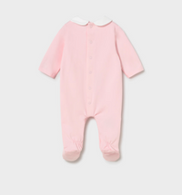 Mayoral Pink Embroidered Teddy Babygrow