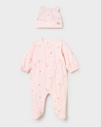 Mayoral Pink Cat Sleepsuit With Hat