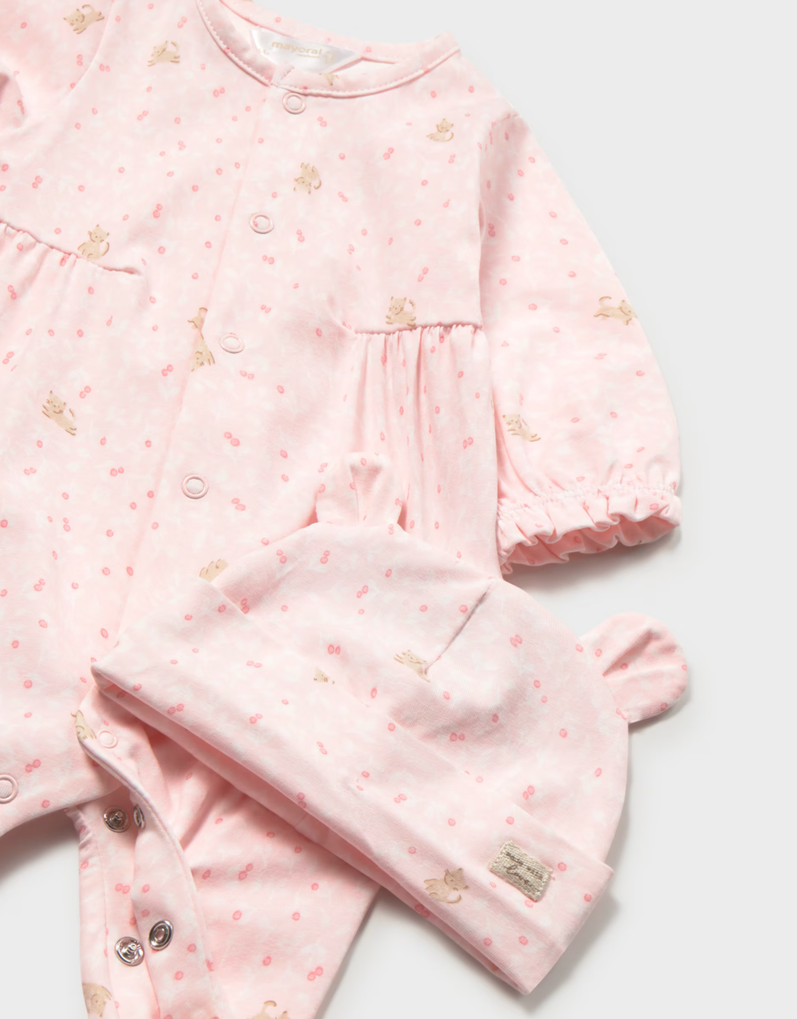 Mayoral Pink Cat Sleepsuit With Hat