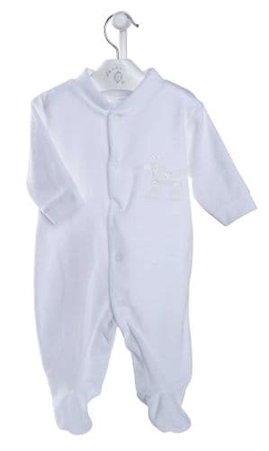 Dandelion Rocking Horse White Velour Sleepsuit
