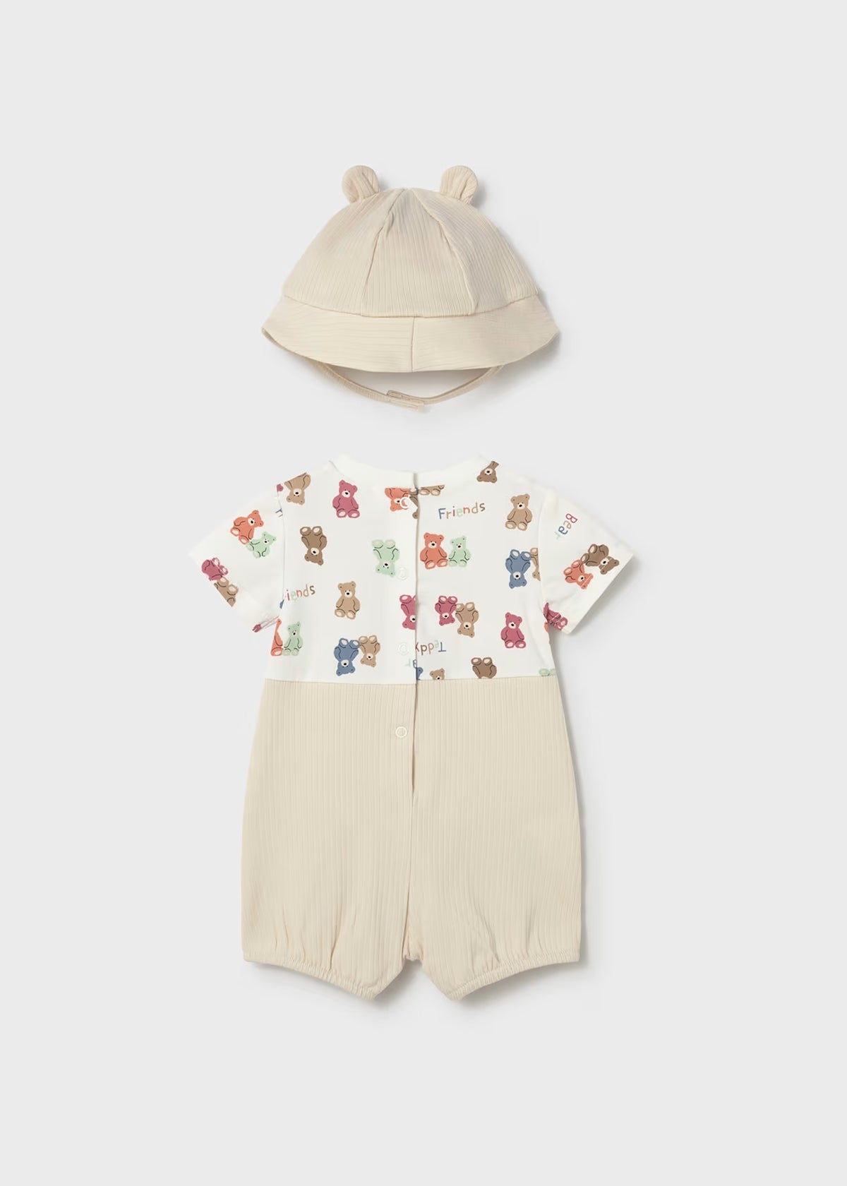 Mayoral Bear Print Dungaree and Hat