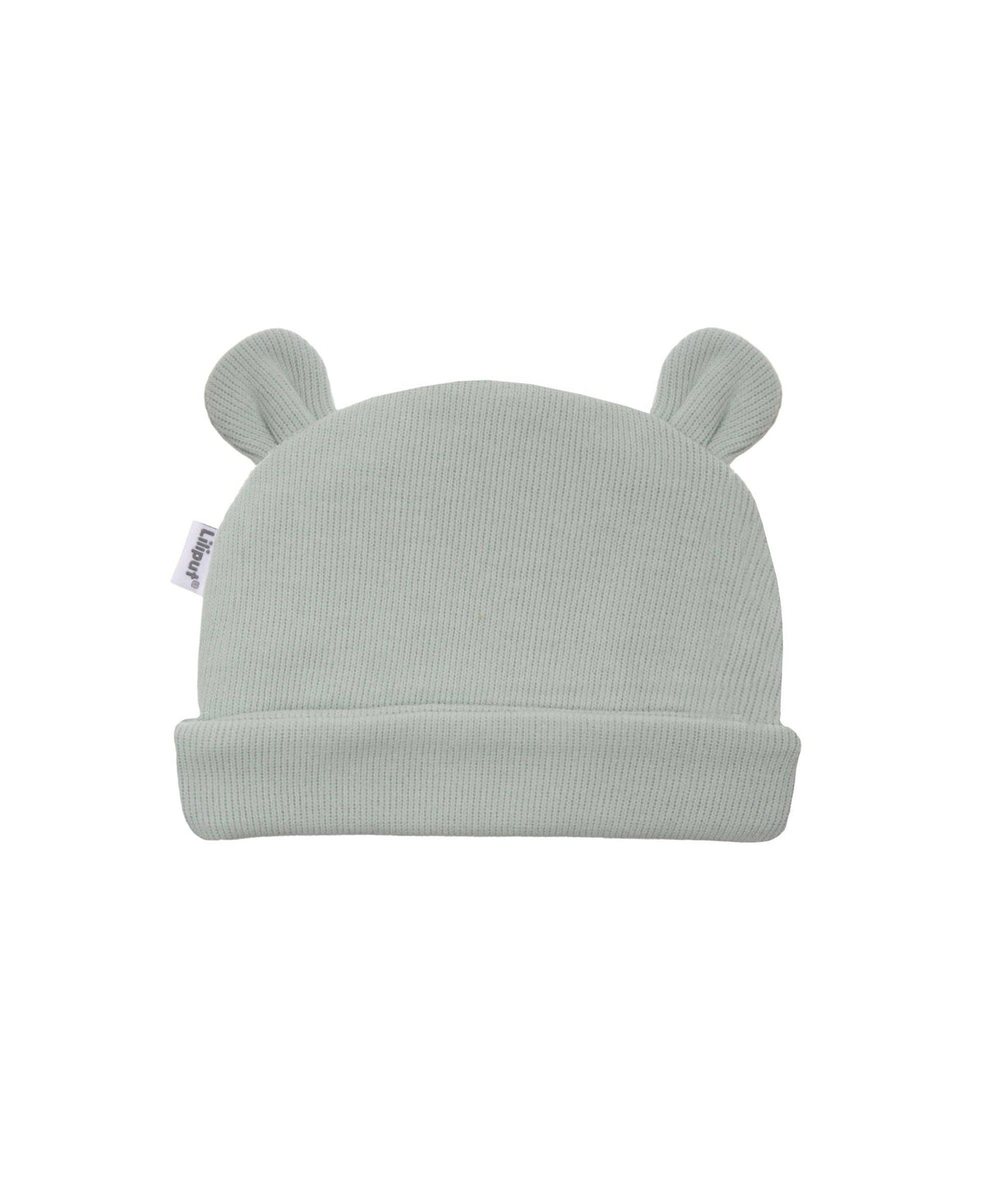 Rib-knit hat in reed with little ears