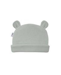 Rib-knit hat in reed with little ears