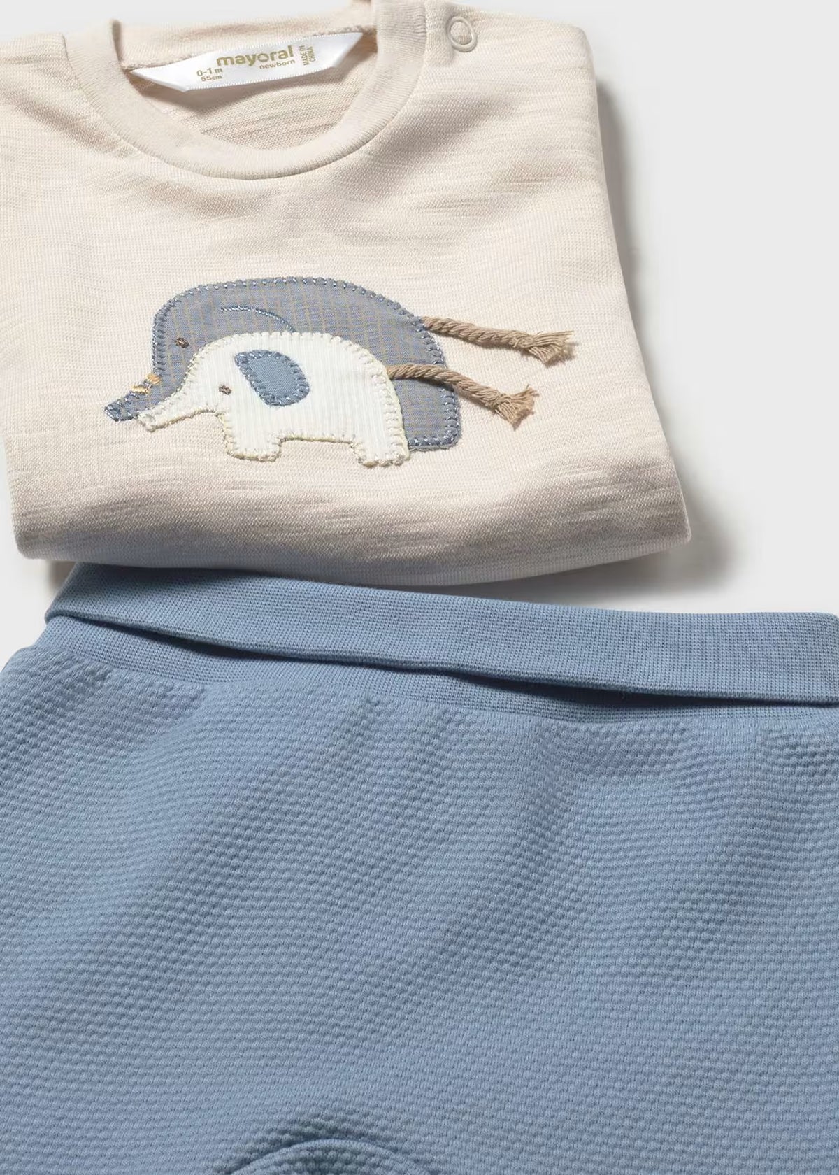 Mayoral Beige/Blue Elephant Set