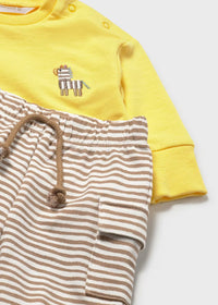 Mayoral Beige/Yellow Lion and Zebra Jogger Set.