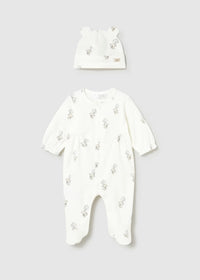 Mayoral White Bear Sleepsuit With Hat