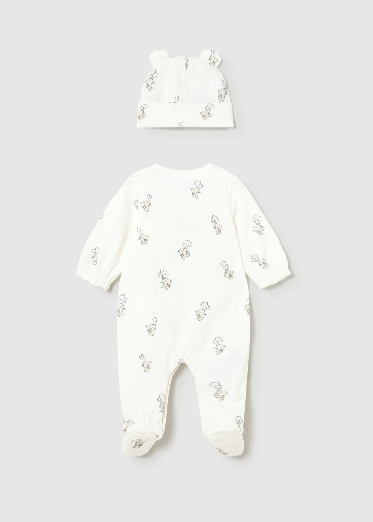 Mayoral White Bear Sleepsuit With Hat