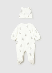 Mayoral White Bear Sleepsuit With Hat