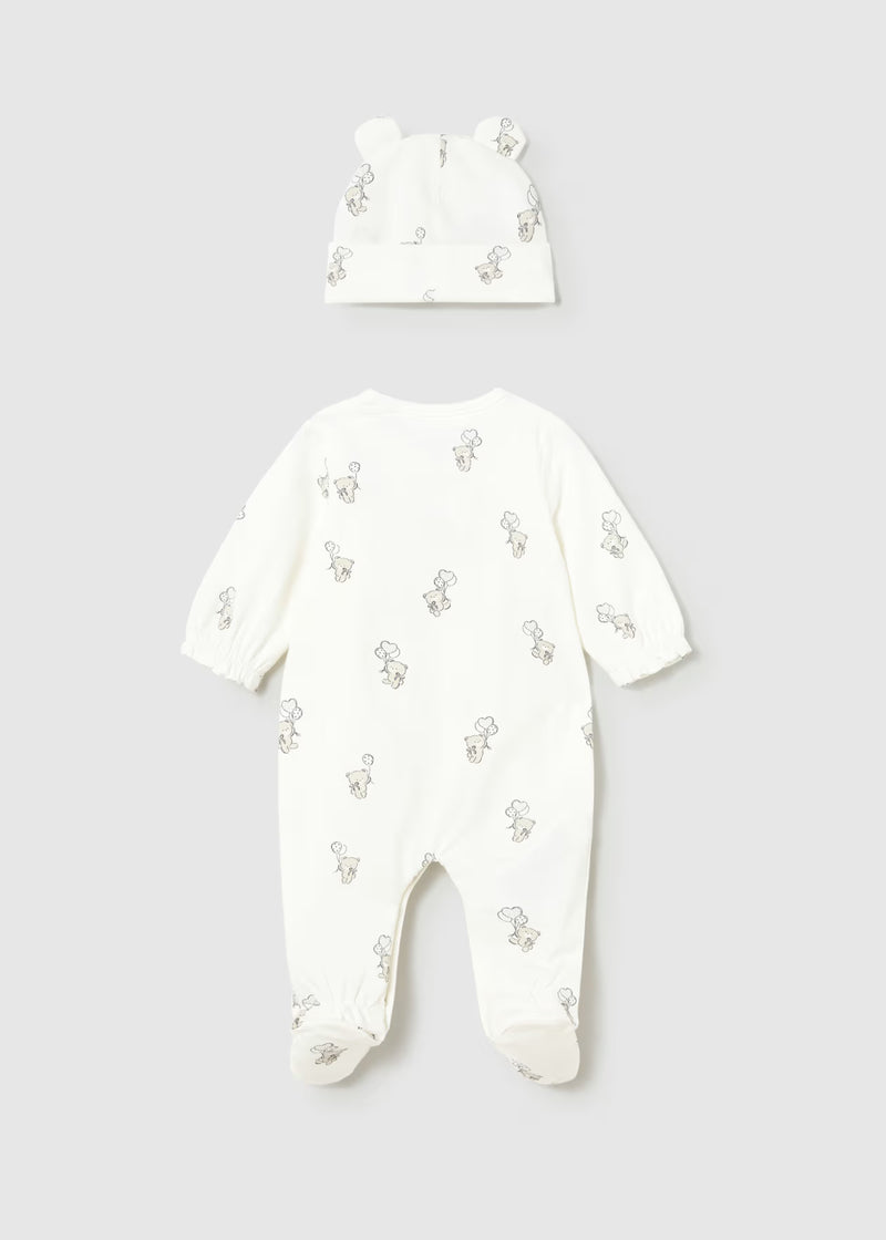 Mayoral White Bear Sleepsuit With Hat