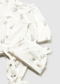 Mayoral White Bear Sleepsuit With Hat