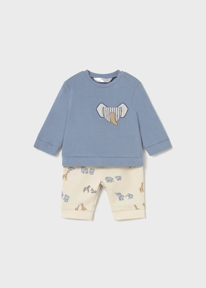 Mayoral Blue/Cream Safari Animal Jogger Set