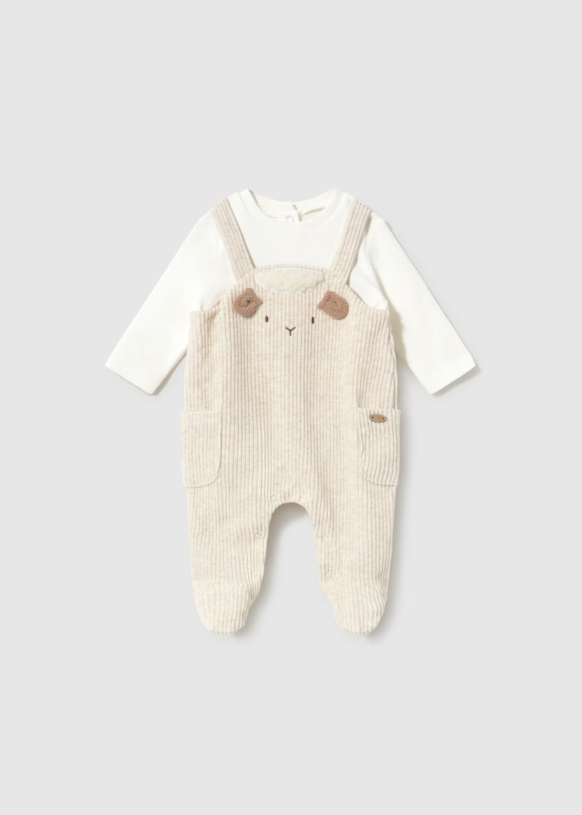 Mayoral Sheep Corduroy Dungaree Set