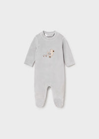 Mayoral Grey Velour Sleepsuits