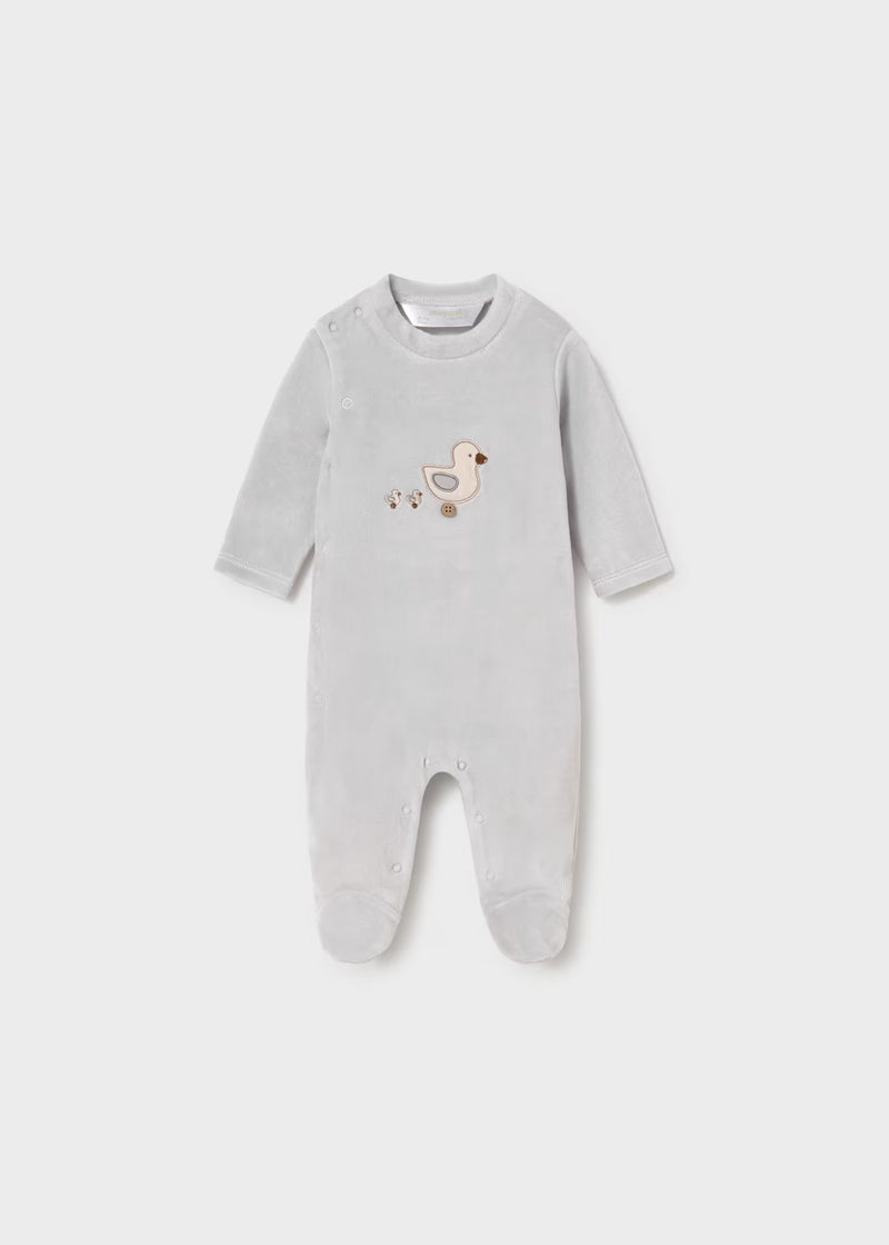 Mayoral Grey Velour Sleepsuits