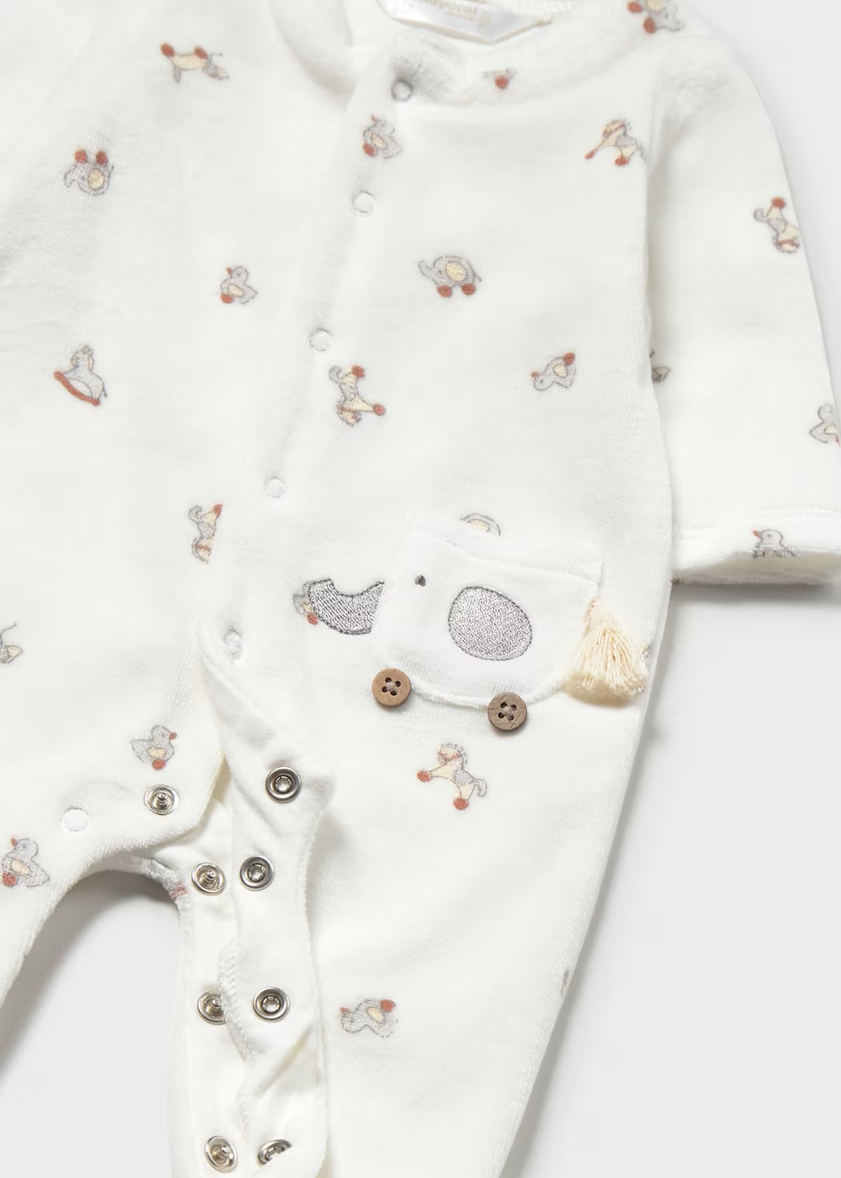 Mayoral Grey Velour Sleepsuits