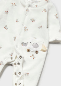 Mayoral Grey Velour Sleepsuits