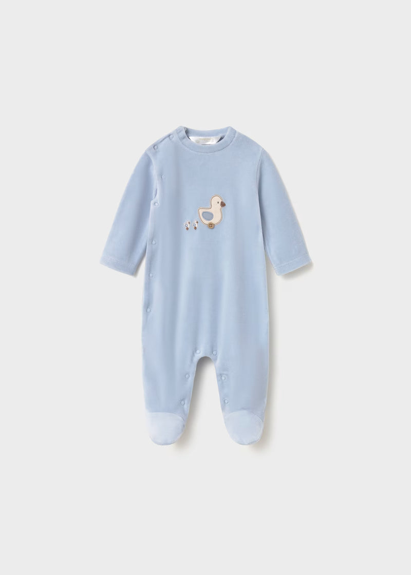 Mayoral Blue/Cream Duck Velour Sleepsuits