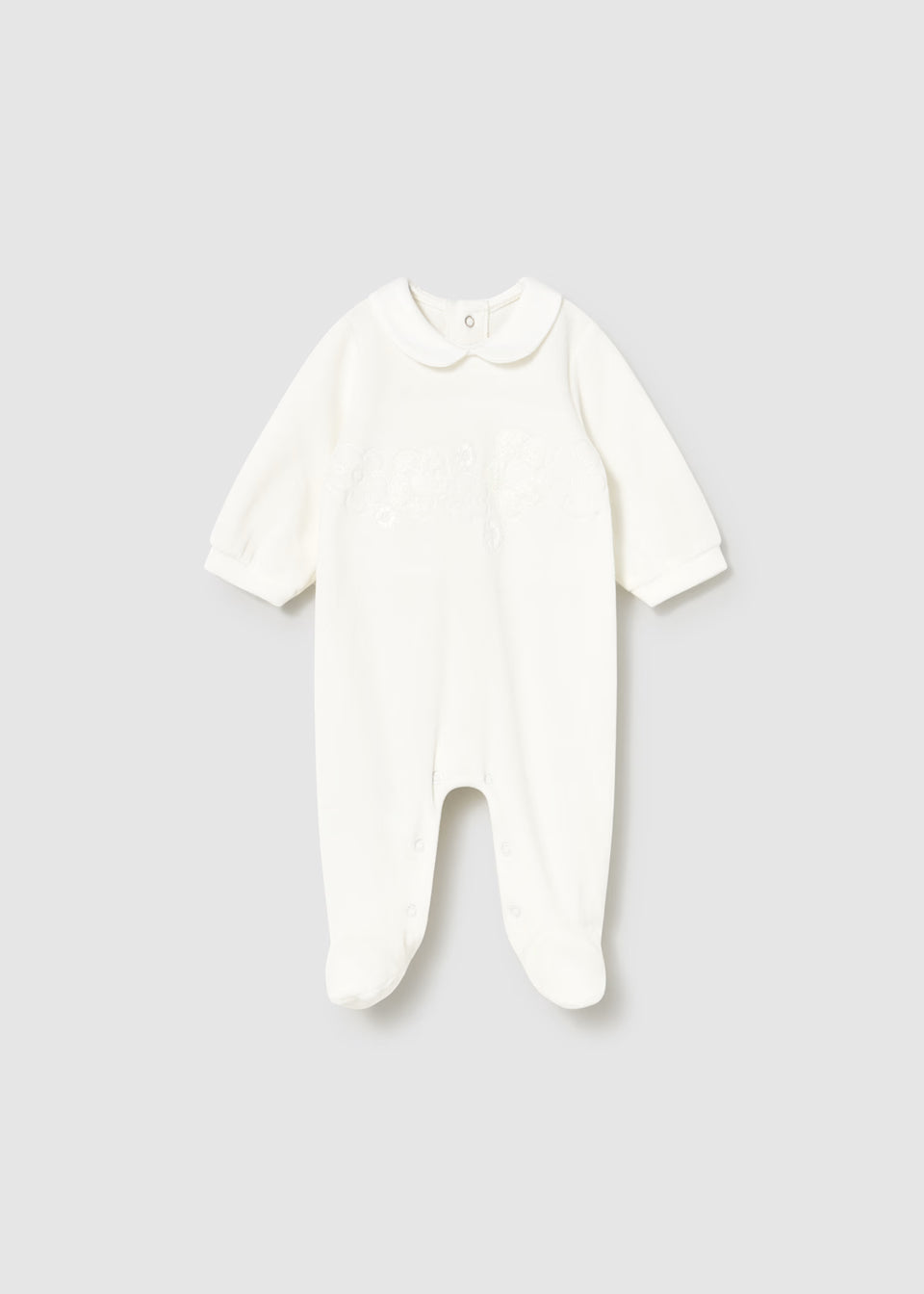 Mayoral Cream Floral Velour Sleepsuit