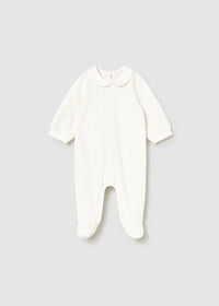 Mayoral Cream Floral Velour Sleepsuit