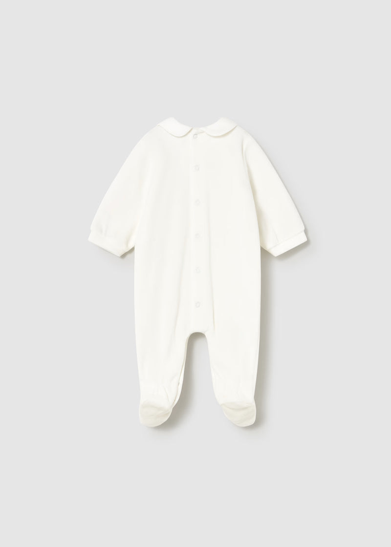 Mayoral Cream Floral Velour Sleepsuit