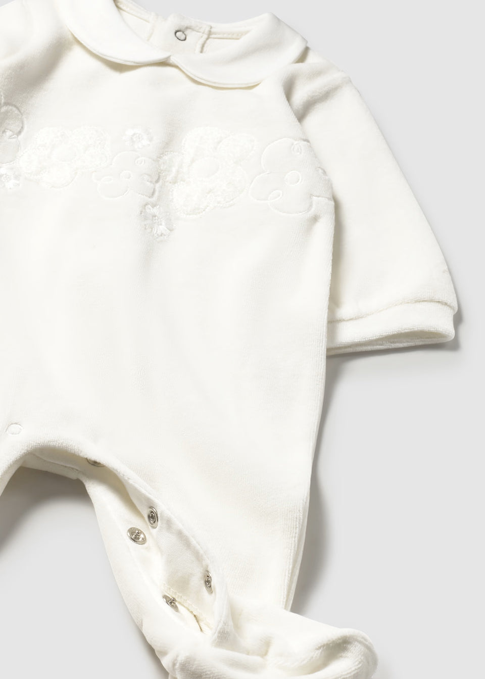 Mayoral Cream Floral Velour Sleepsuit