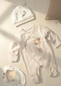Mayoral Bear Balloon Sleepsuit with Hat and Bib