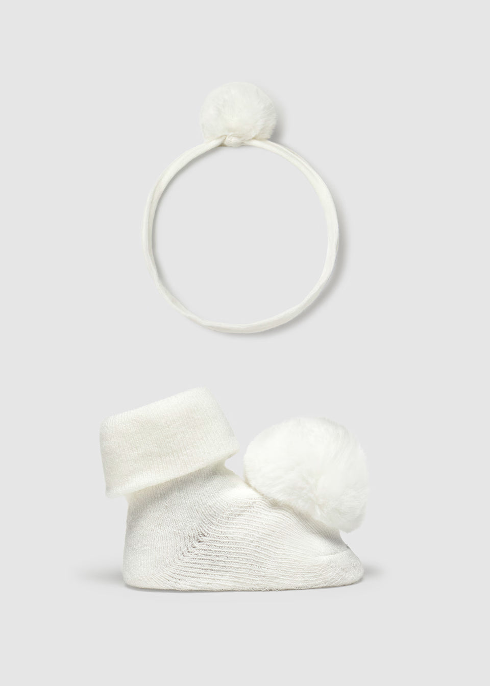 Mayoral Pompom Headband and Socks Set Cream