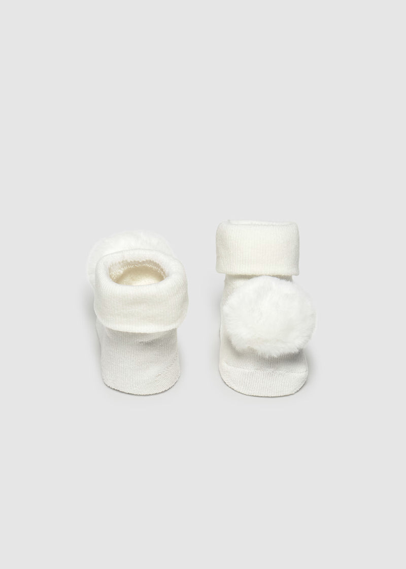Mayoral Pompom Headband and Socks Set Cream