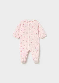 Mayoral Pink Floral Velour Sleepsuits