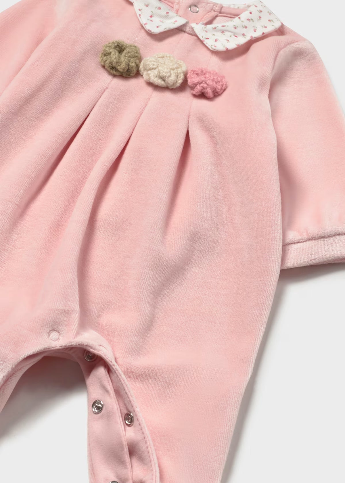 Mayoral Pink Floral Velour Sleepsuits