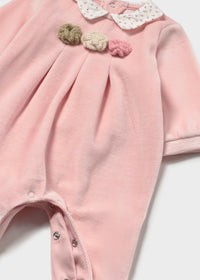 Mayoral Pink Floral Velour Sleepsuits