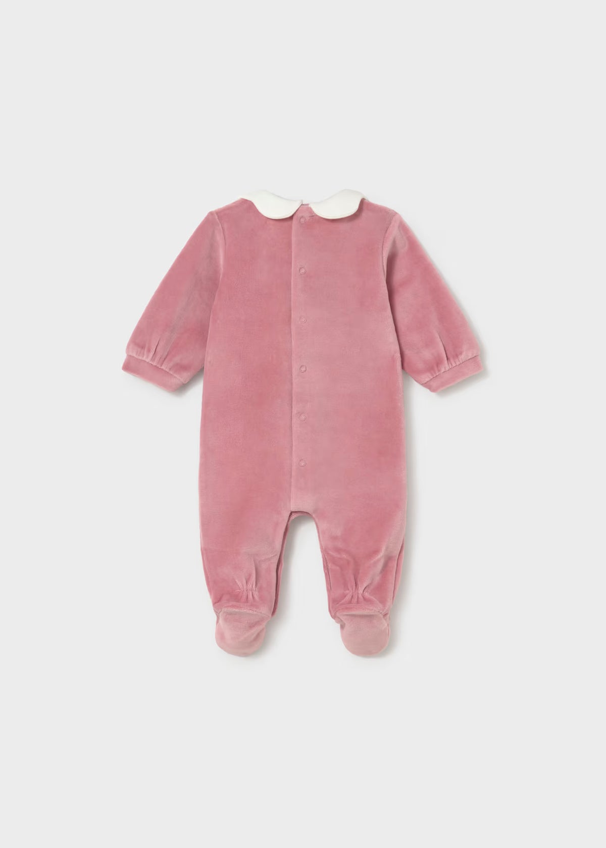 Mayoral Velour Dark Pink Embroidered Collar Sleepsuit
