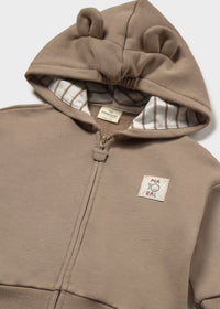 Mayoral Beige Zipped Hoodie with Ears