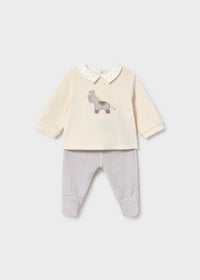 Mayoral Velour Cream/grey Two Piece Set