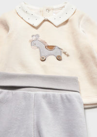 Mayoral Velour Cream/grey Two Piece Set