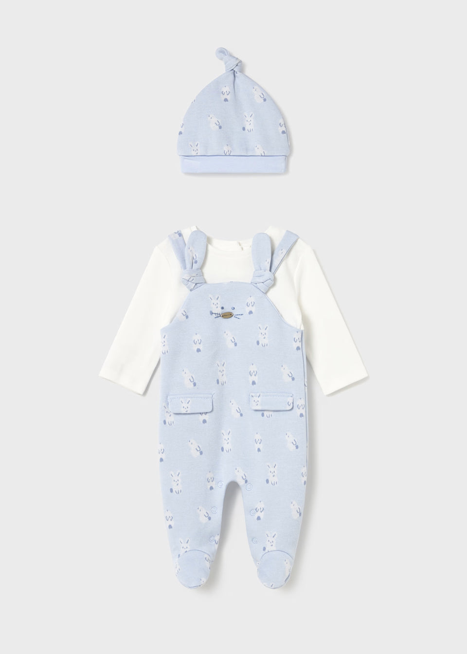 Mayoral Blue Bunny Dungaree and Hat set