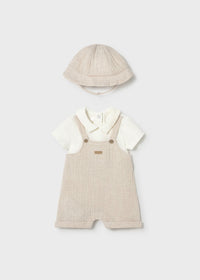 Mayoral Beige Dungaree with Hat