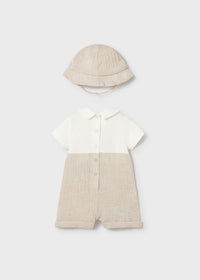 Mayoral Beige Dungaree with Hat